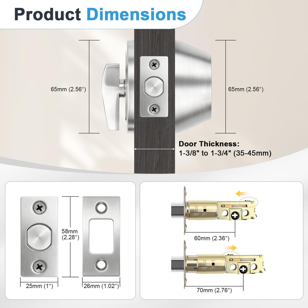 1 Pack Satin Nickel Single Cylinder Deadbolt Lock Set, Keyed One Side Door Lock for Exterior and Interior Door
