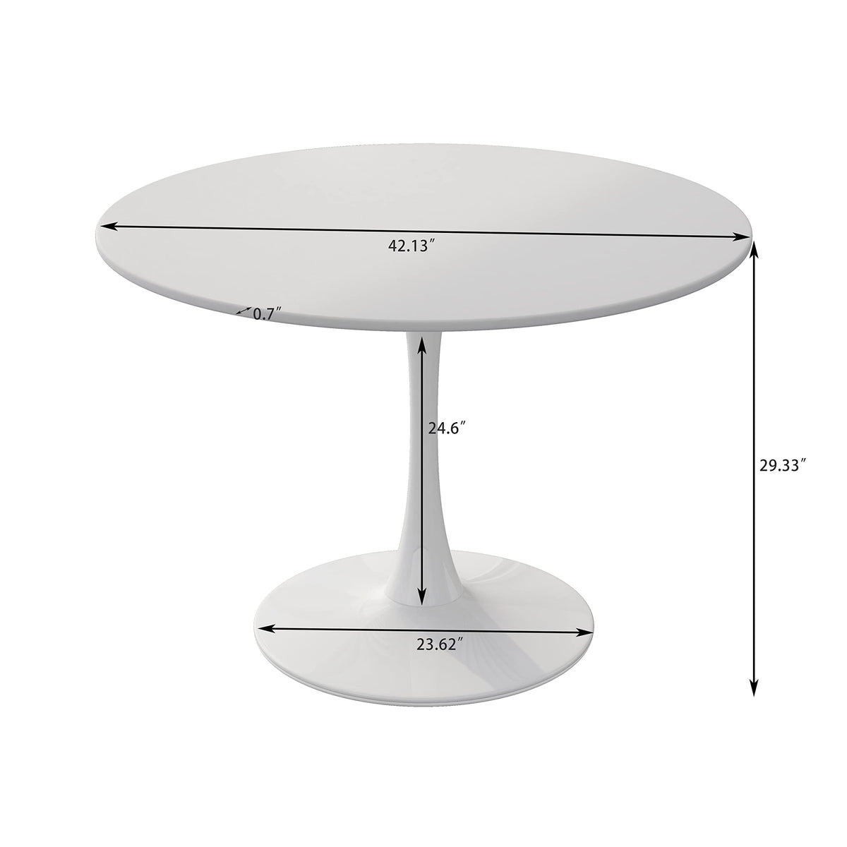 Inspired Saarinen Style White Tulip Table Round Dining Table 42", MDF and Metal Frame Large Round Kitchen Table, Can be Used Cafe Coffee and