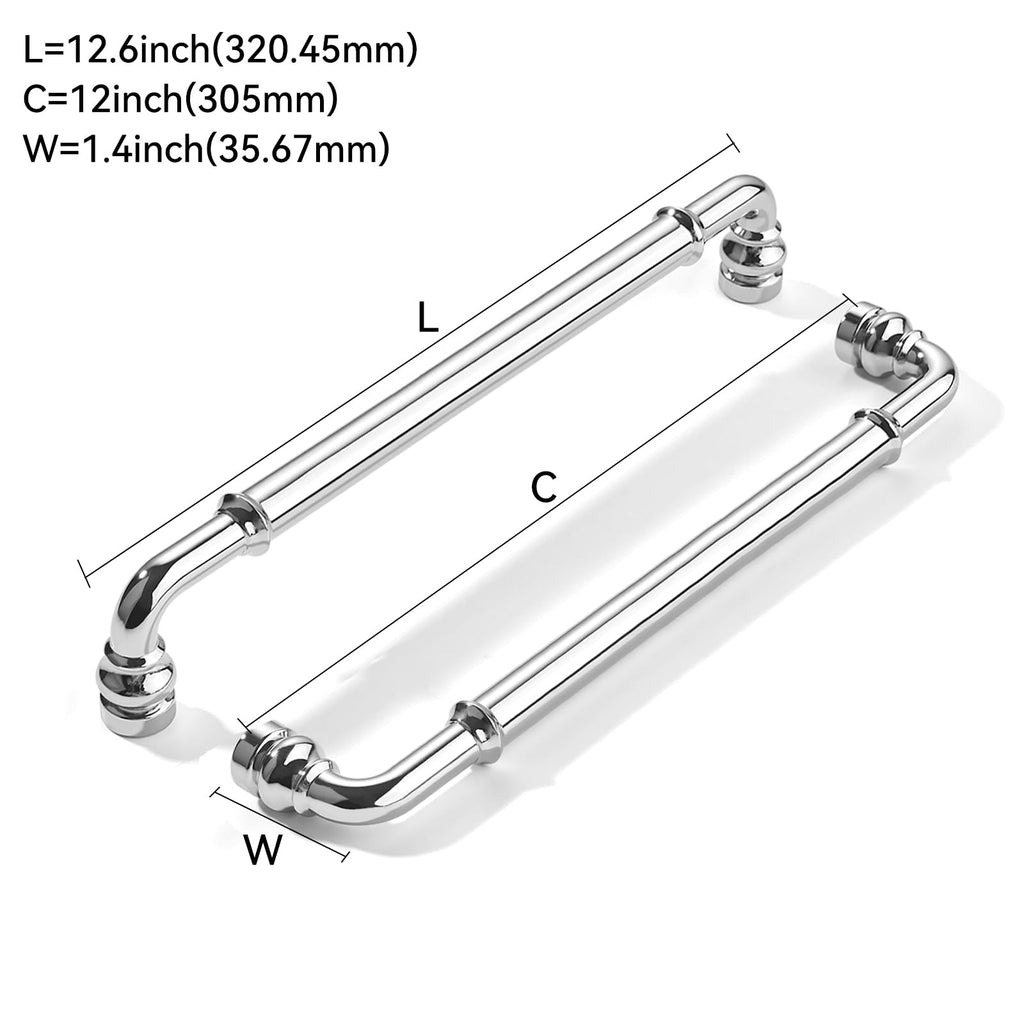2 Pack Heavy Duty 12" Polished Chrome Cabinet Pulls