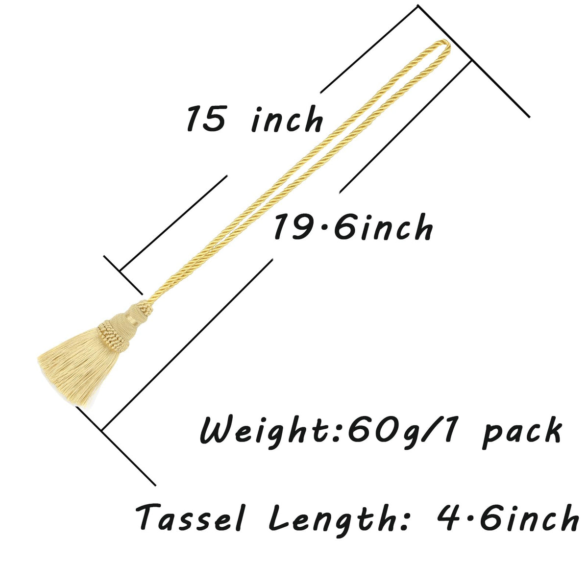 Curtain Tie Backs Rope Tassels for Curtain Holdback - 6 Pack