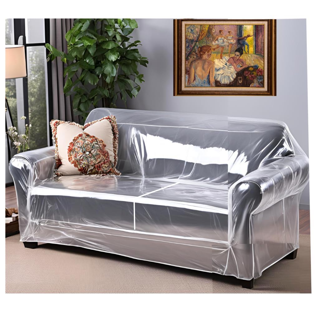 Clear Vinyl Loveseat Cover, Spill-Resistant 2-Seat Sofa Protector