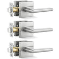 Brushed Nickel Door Handles Interior, Privacy Bedroom - 3 Pack