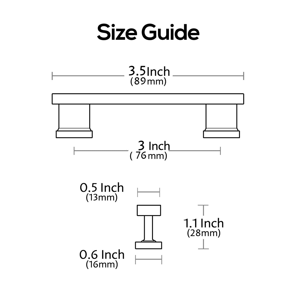 3" Matte Black Cabinet Pulls and Handles 10 Pack, AL3061MB