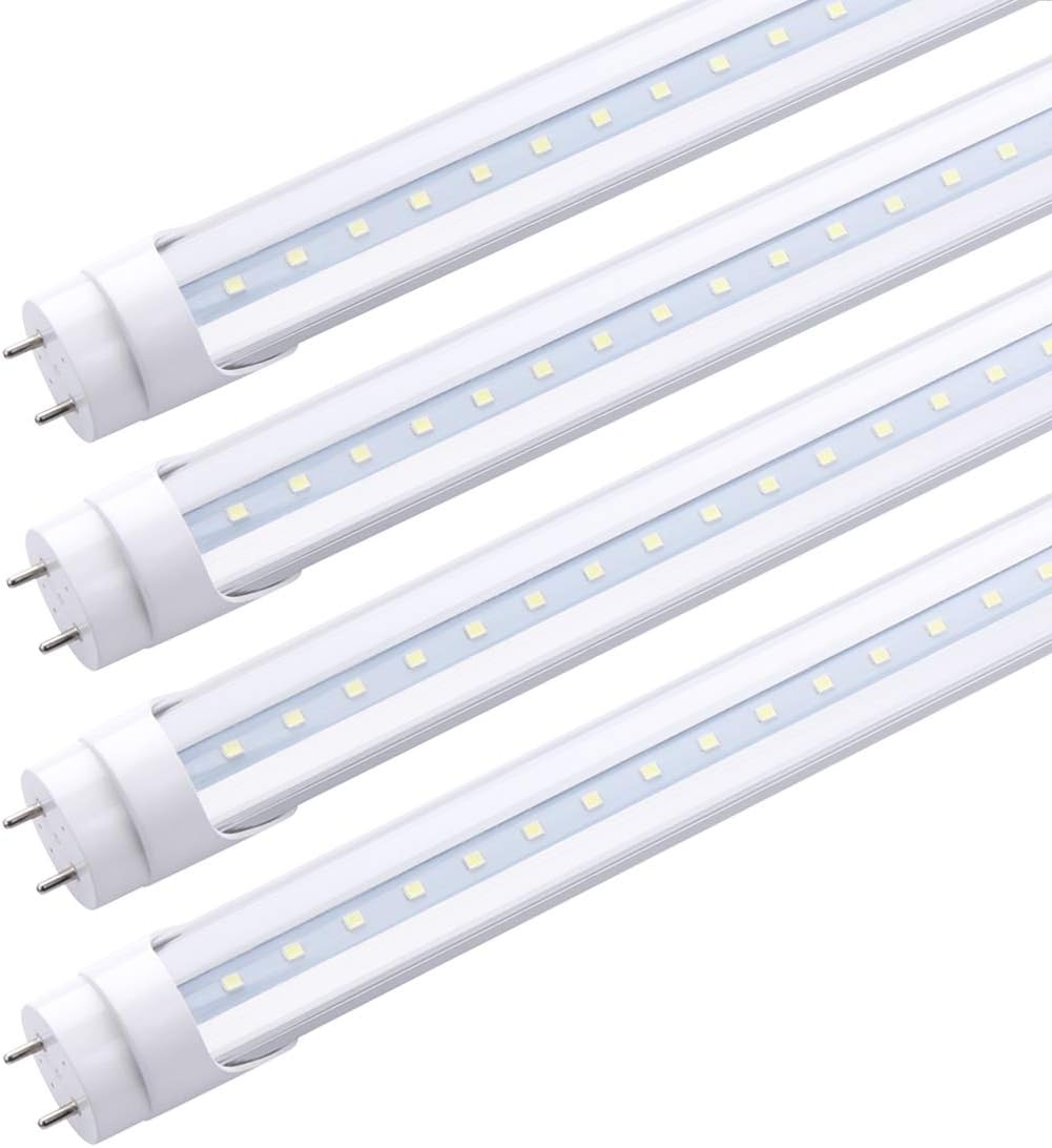 T8 4FT 48" 22W LED Tube Light, 6000K Cool White, Clear Cover, G13 Base Two Pins,Dual-End Powered, T8 T10 T12 Ballast