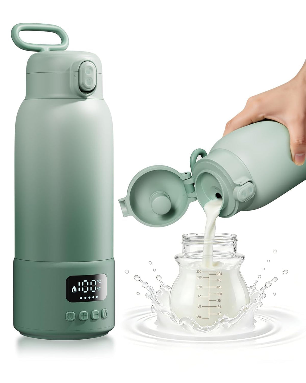 Portable Bottle Warmer for Travel, Baby Milk Warmer with Fast Heating & Long Battery Life, 17Oz Large Capacity 316L