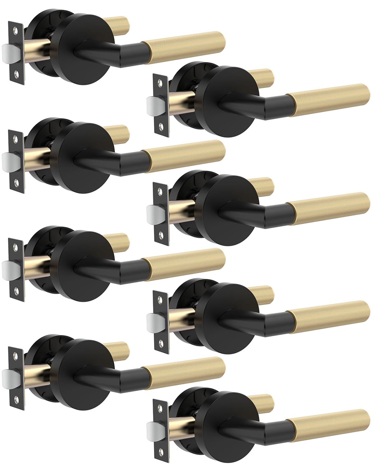 8 Pack Brushed Gold Passage Interior Door Handle