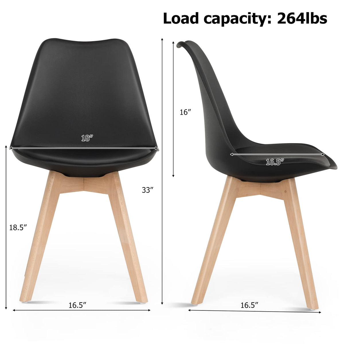 Inspired Saarinen Style Set of 4 Modern Dining Chairs, High Backrest Kitchen Chairs, Elegant Mid Century Side Chairs w/Padded Seat, Solid