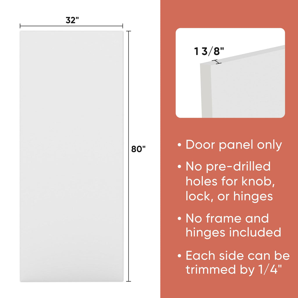 32x80 in Modern Flush Smooth White Primed Interior Door Panel