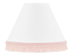 Boho Bohemian Lamp Shade - Blush Pink and White Farmhouse Shabby Chic Designer Modern Minimalist Tassel Fringe