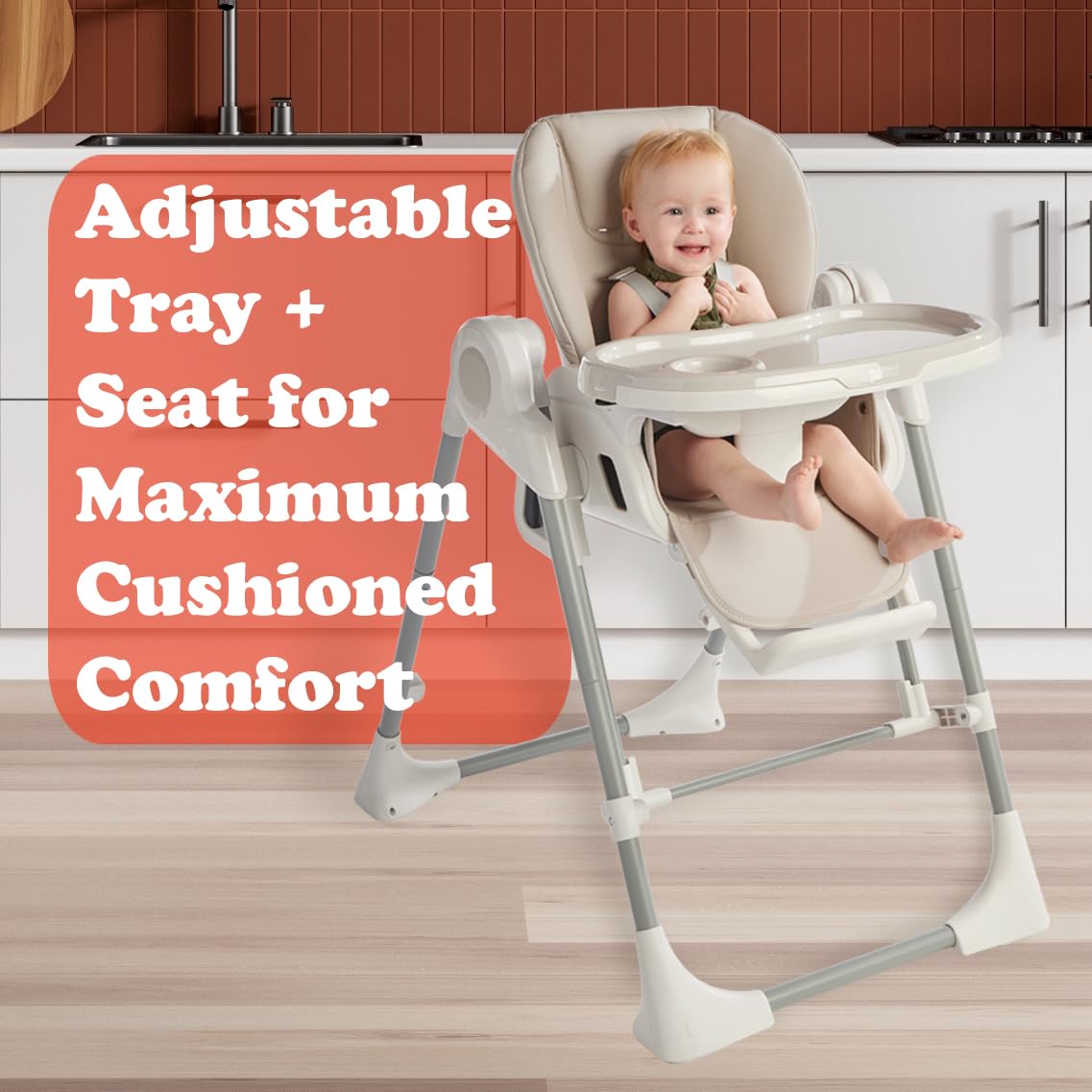 Baby SnuggleBug in-1 Infant Swing & High Chair, Adjustable Seat Recline, Height, & Feeding Tray, App Control, Music