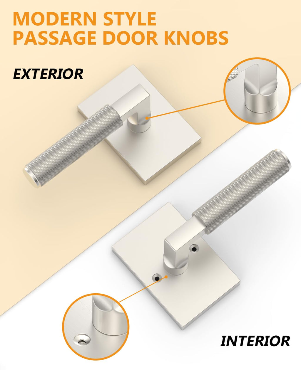 6 Pack Brushed Satin Nickel Passage Door Handles