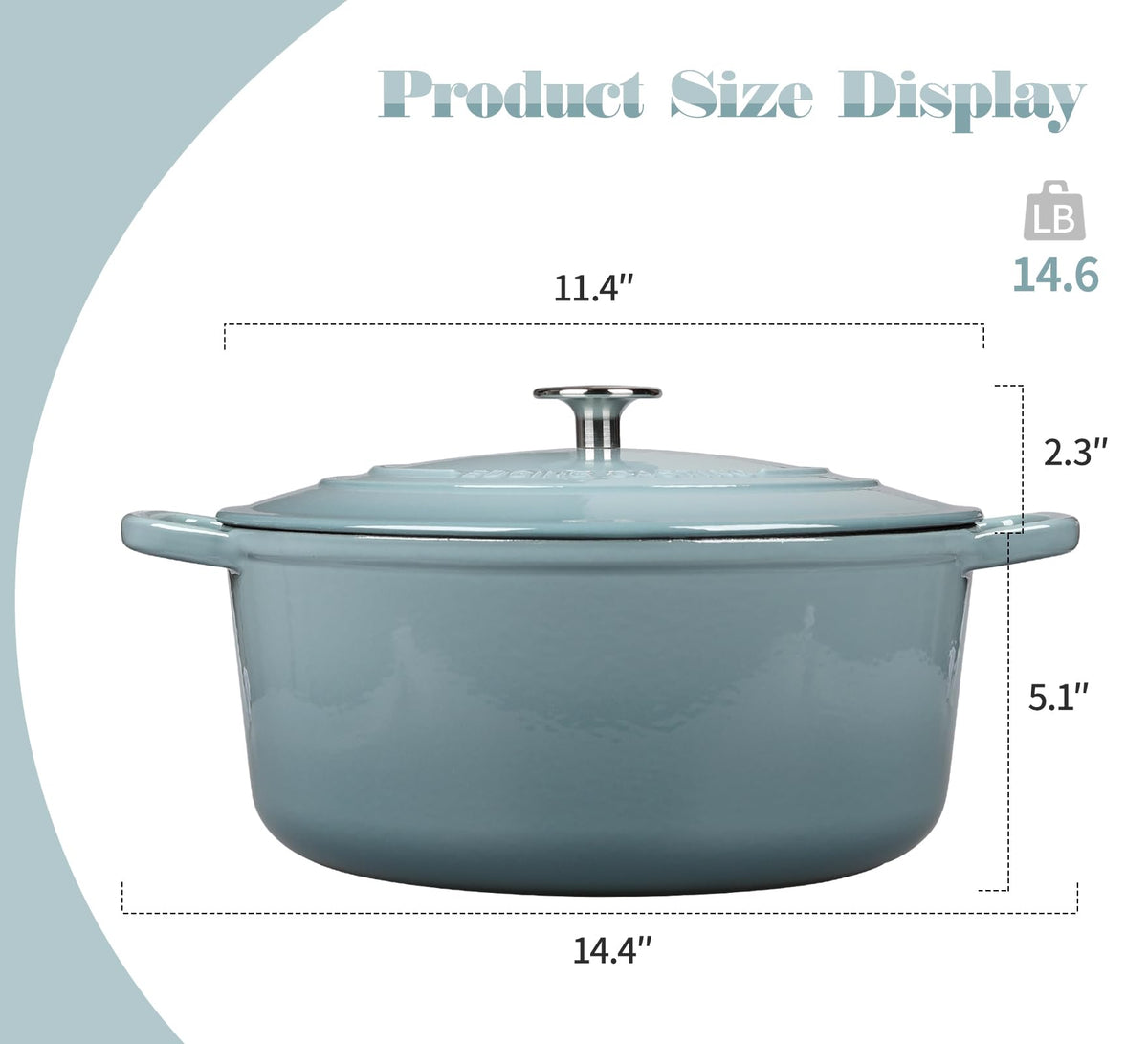 Enameled Dutch Ovens Cast Iron Dutch Oven Pot with Lid for Bread Baking, Cook, Dual Handle, 7 Quart, Seasalt