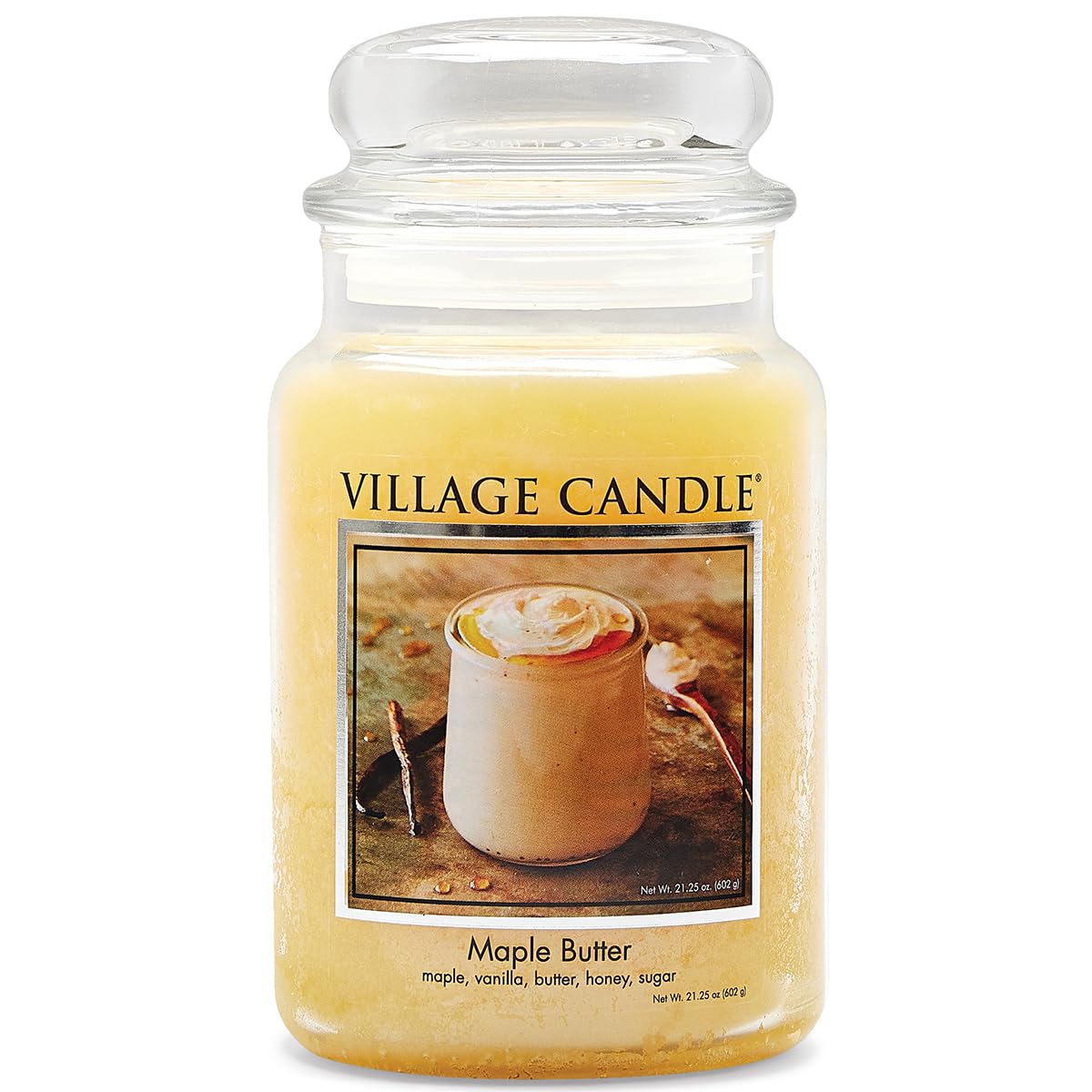 Maple Butter Large Glass Apothecary Jar Scented Candle, 21.25 oz, Yellow
