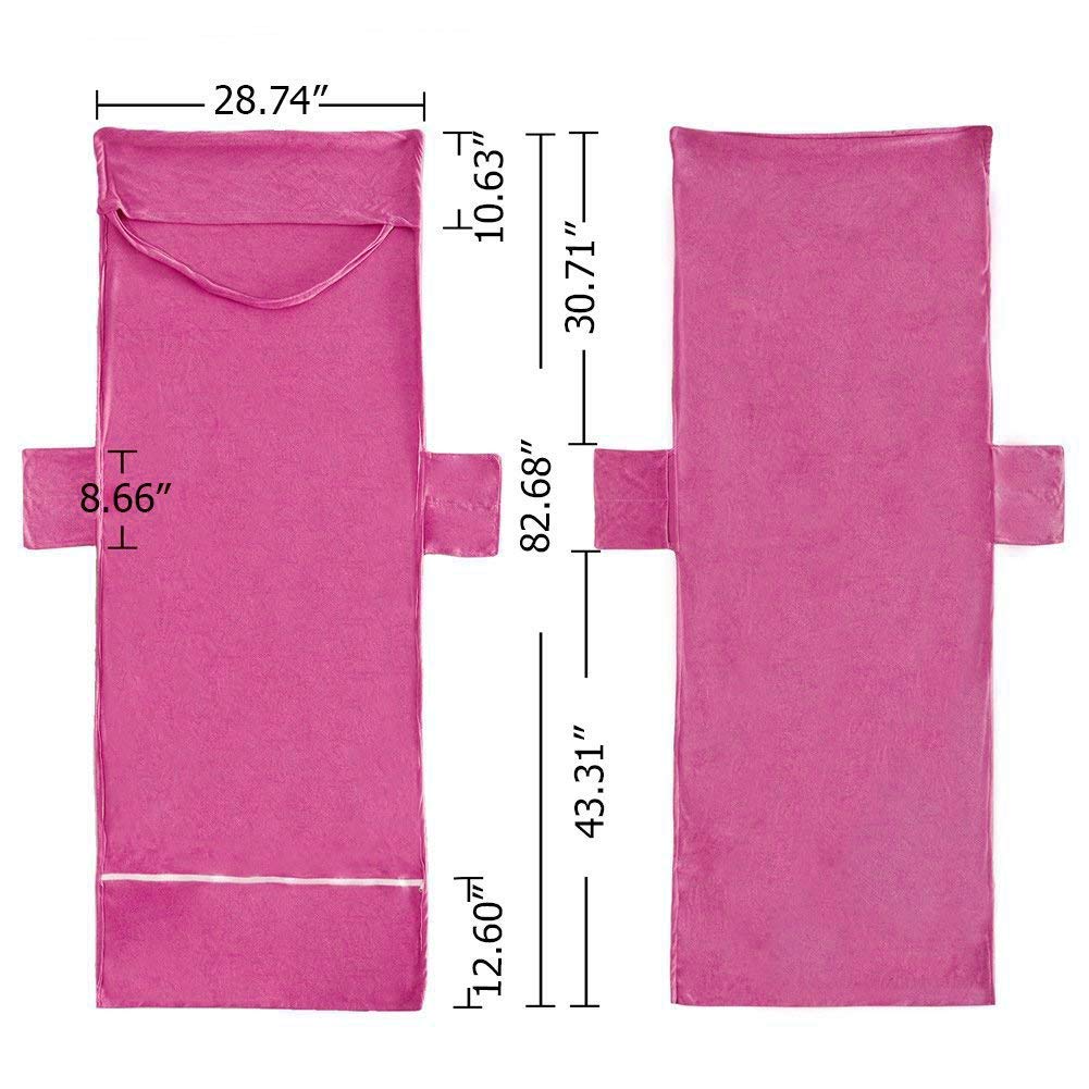 Double Layer Chaise Lounge Pool Chair Cover Beach Towel Fitted Elastic Pocket Won't Slide 85" L x 30" W-Pink