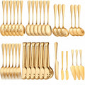 Gold Serving Utensils Set, Stainless Steel Buffet Serving Spoons with Tongs Forks Ladle - Dishwasher Safe