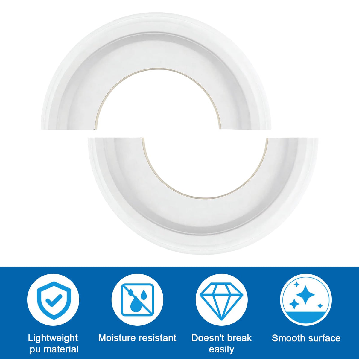 1PC Plain Ceiling Medallion, Split Decorative Ceiling Ring for Chandelier Light Fixture Ceiling Decor, Simple Surface