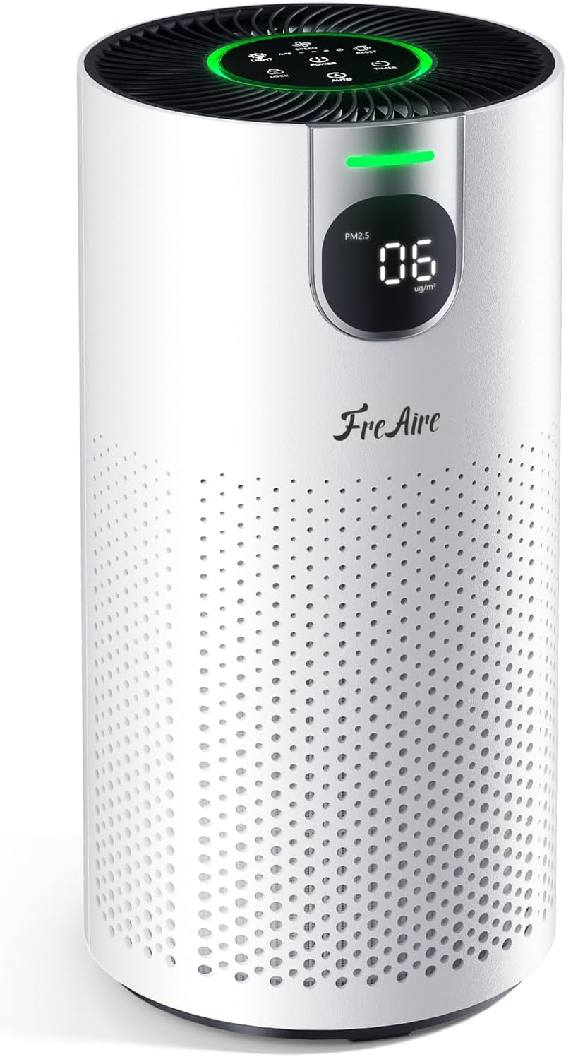Air Purifiers for Home Large Room Covers up to 1800Ft², VisionAir 20dB Sleep Mode for Bedroom, with Real-Time AQI & PM2.5 Display,360°Intake&Outlet Air Cleaner Pet-Friendly HEPA,HAP606,White
