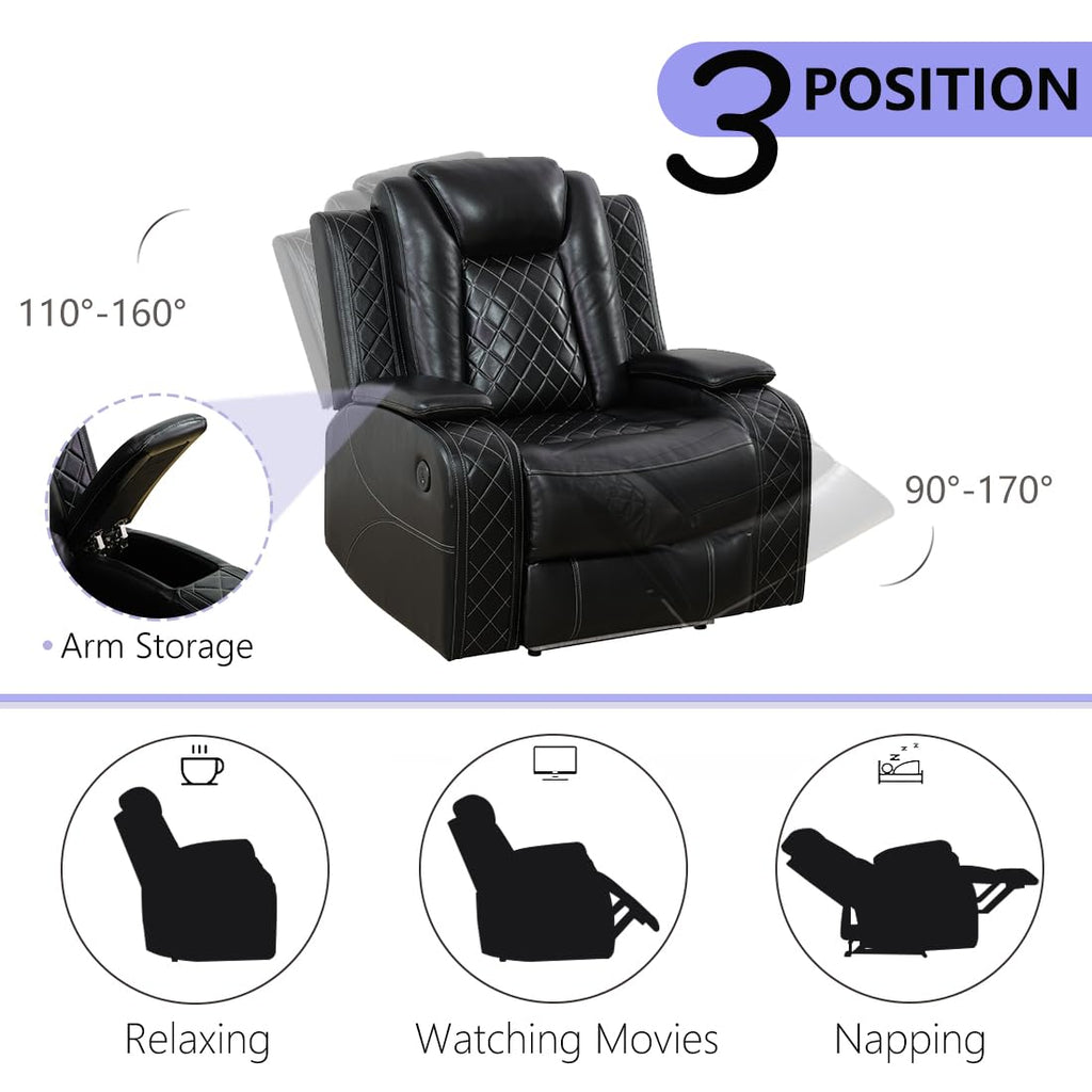 Power Reclining Sofa Set, 3PCS Living Room Set with Recliners, Luxury Recliner Sofa & 2 Chairs with