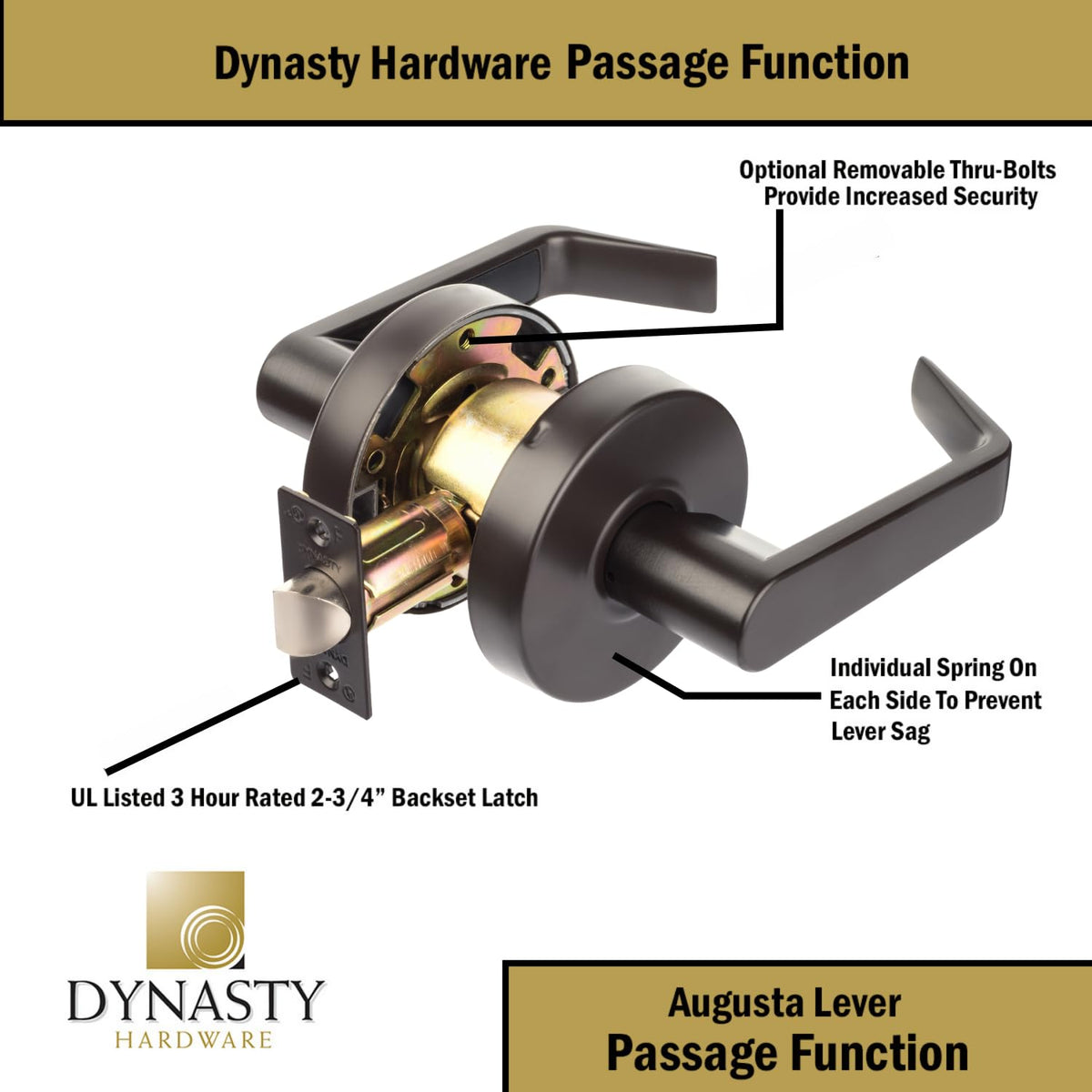 Augusta Passage Lever Set, ADA, Grade 2, Oil Rubbed Bronze