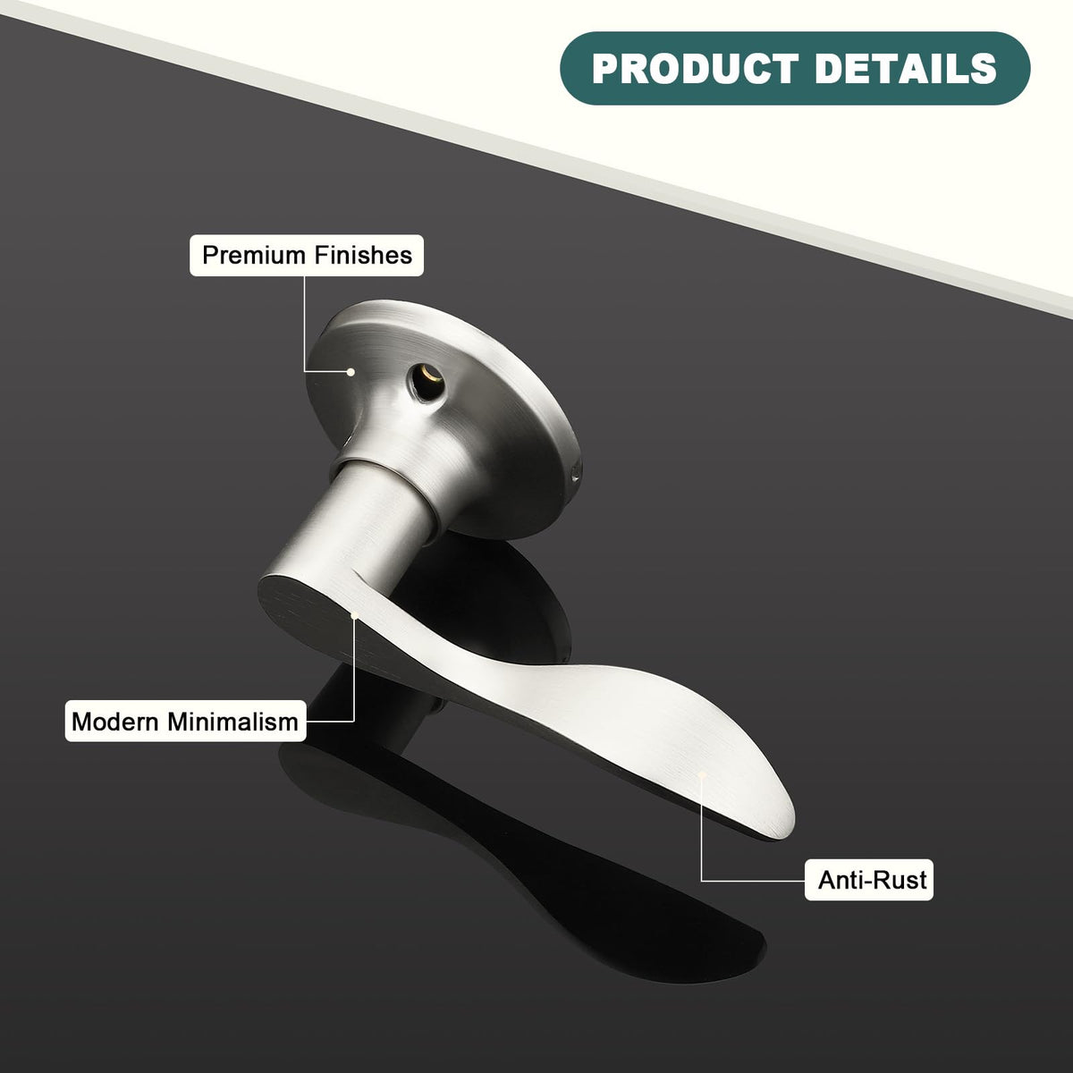 2 Pack Satin Nickel Dummy Door Handles Wave Right-Handed Lever Non-Turning Lock Interior Closet Door Handle Single