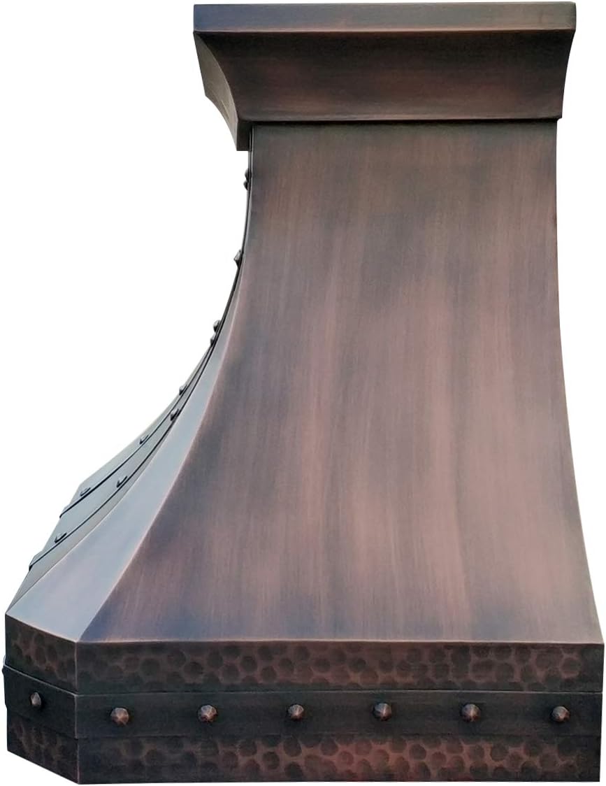 30 Inch Copper Wall Mount Range Hood 610 CFM LED Lights Dishwasher-Safe Baffle Filters