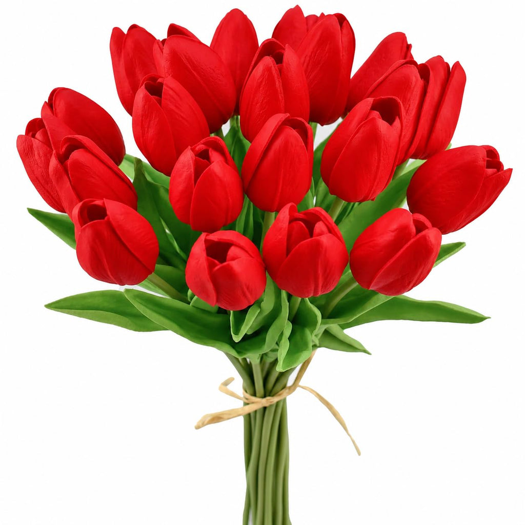 20 Stems Red Artificial Tulip Flowers Centerpieces