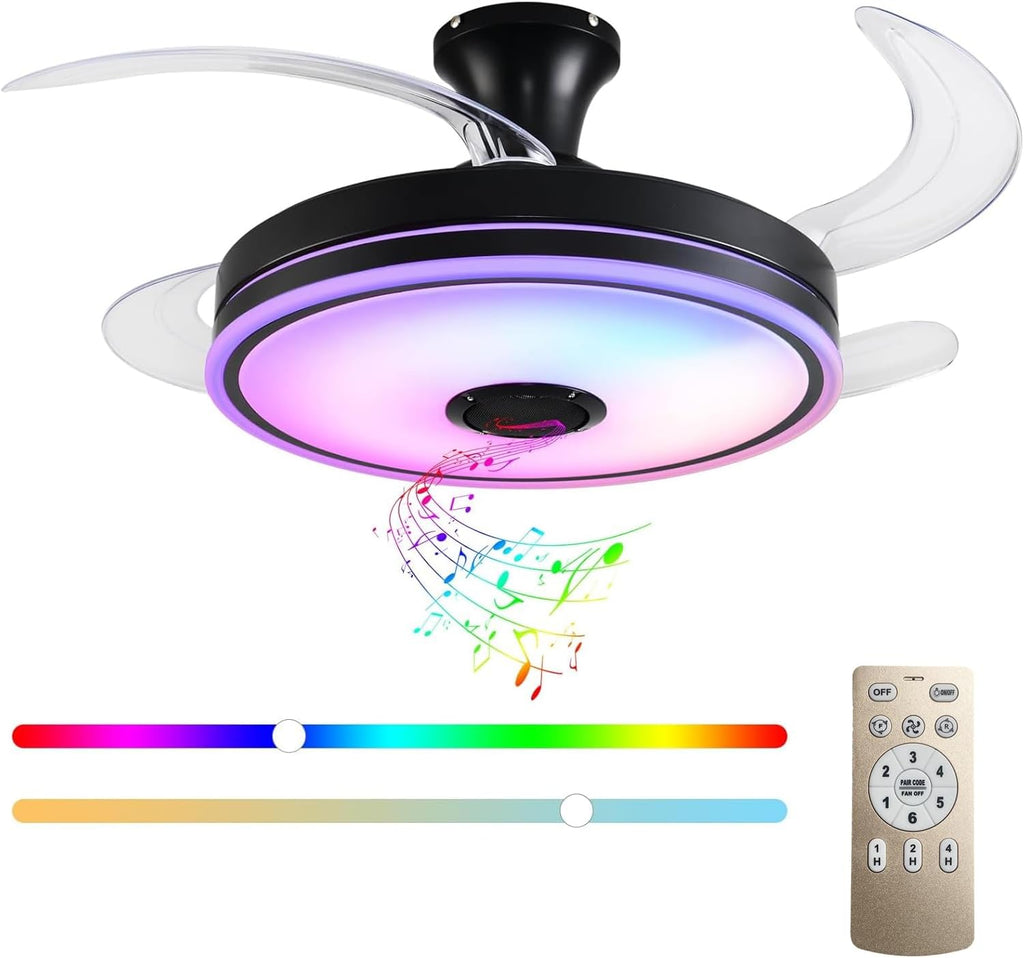 42" Smart Retractable Ceiling Fan with Light & Remote