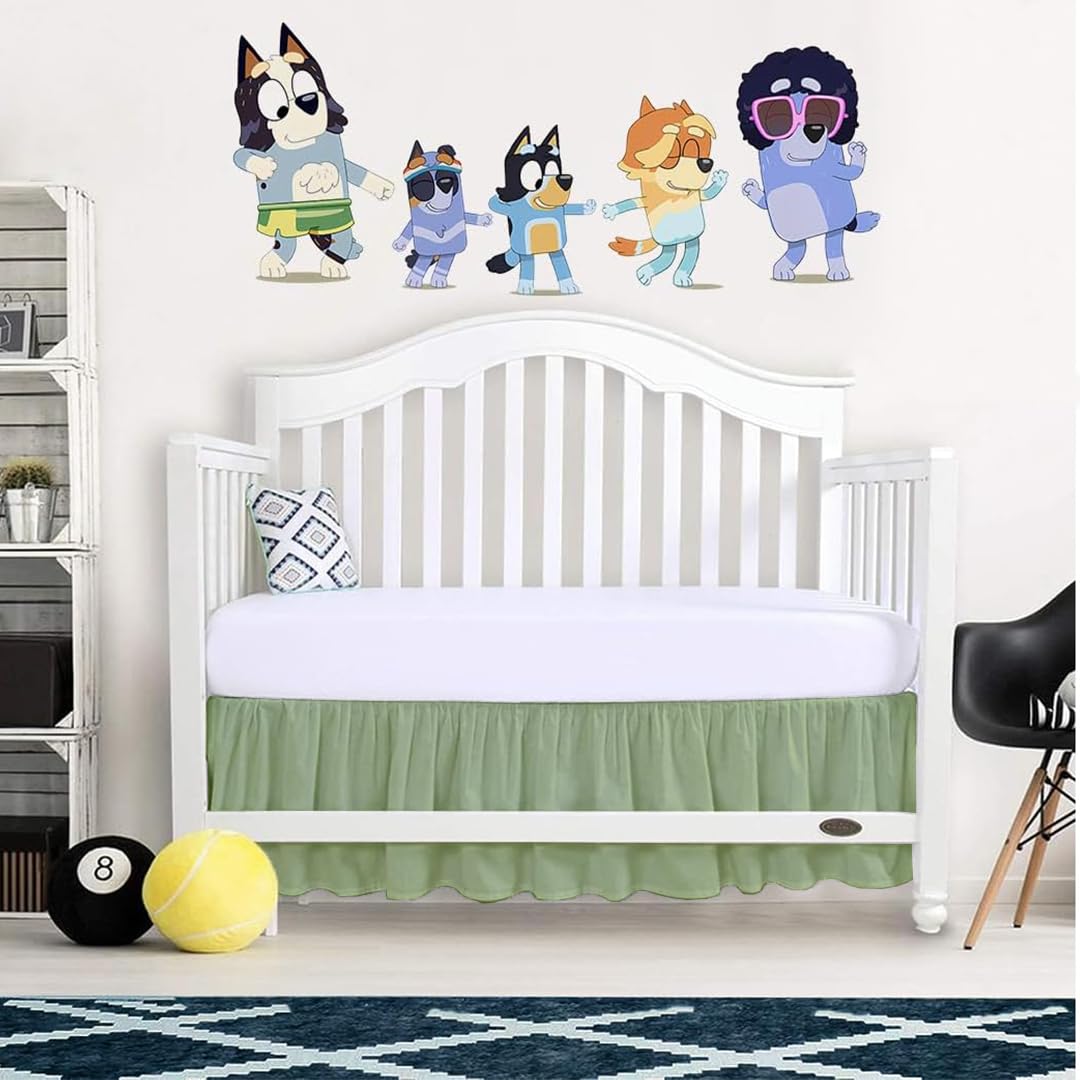 Crib Bed Skirt 28" x 52" with 14" Drop - Split Corners Dust Ruffle, Microfiber - Breathable, Durable, Elastic