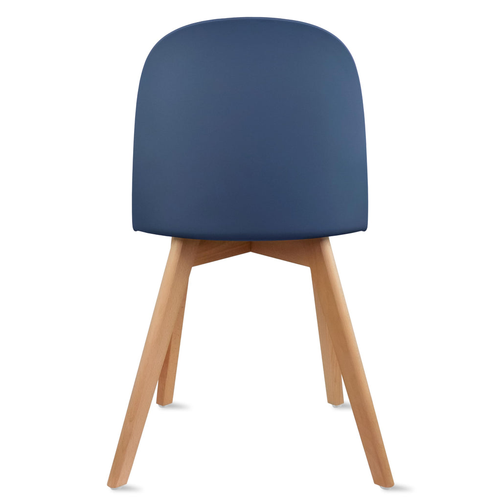 Inspired Eames Style Modern Armless Dining Chair | Plastic Shell with PU Leather Cushion Padded Seat and Wooden Legs | Indoor or Outdoor