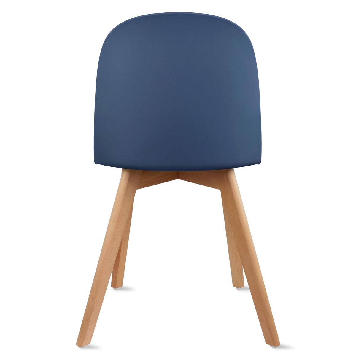 Inspired Eames Style Modern Armless Dining Chair | Plastic Shell with PU Leather Cushion Padded Seat and Wooden Legs | Indoor or Outdoor