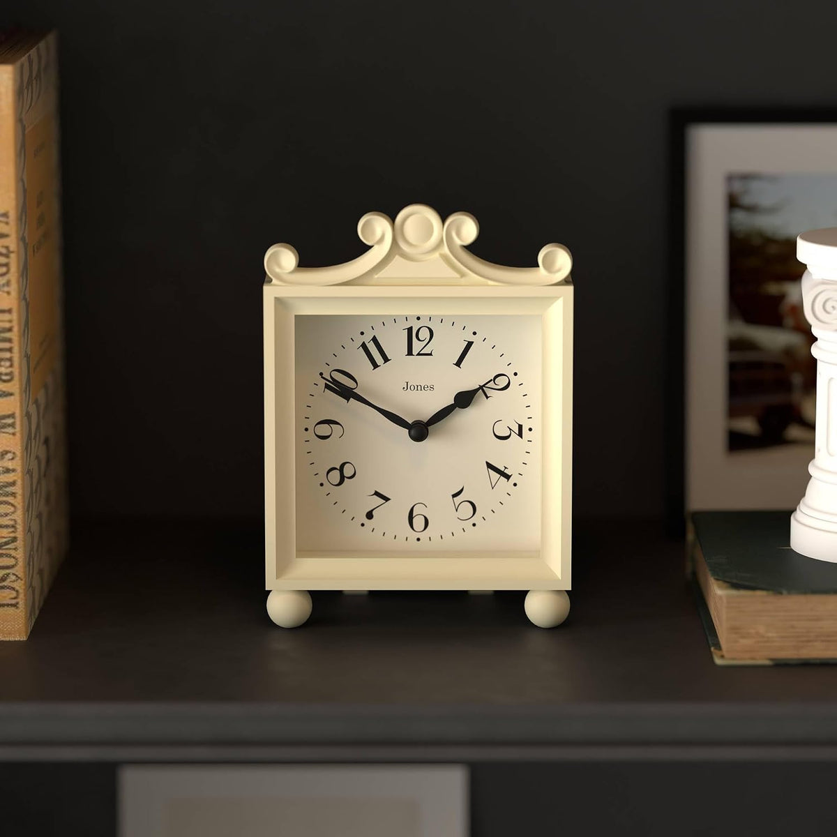 Parlour Mantel Clock - Small Classic Carriage Clock - Cream - Elegant Square Decorative case, Perfect for Mantel, Shelf, Table or Bedside