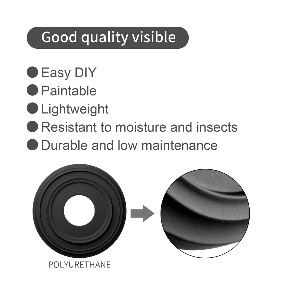 Matte Black PU Ceiling Medallions