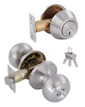 All Keyed Identical Deadbolt Door knob Single Cylinder Deadbolt Lock Combo Set, Classic Satin Nickel Exterior Knobs
