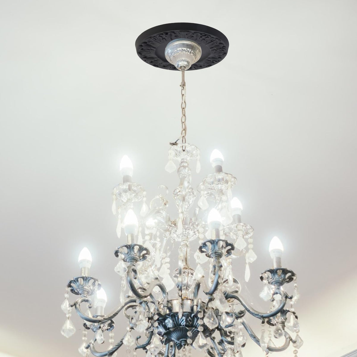 Ceiling Medallion Ring Round Ceiling Light Medallion 10",2PCS Black