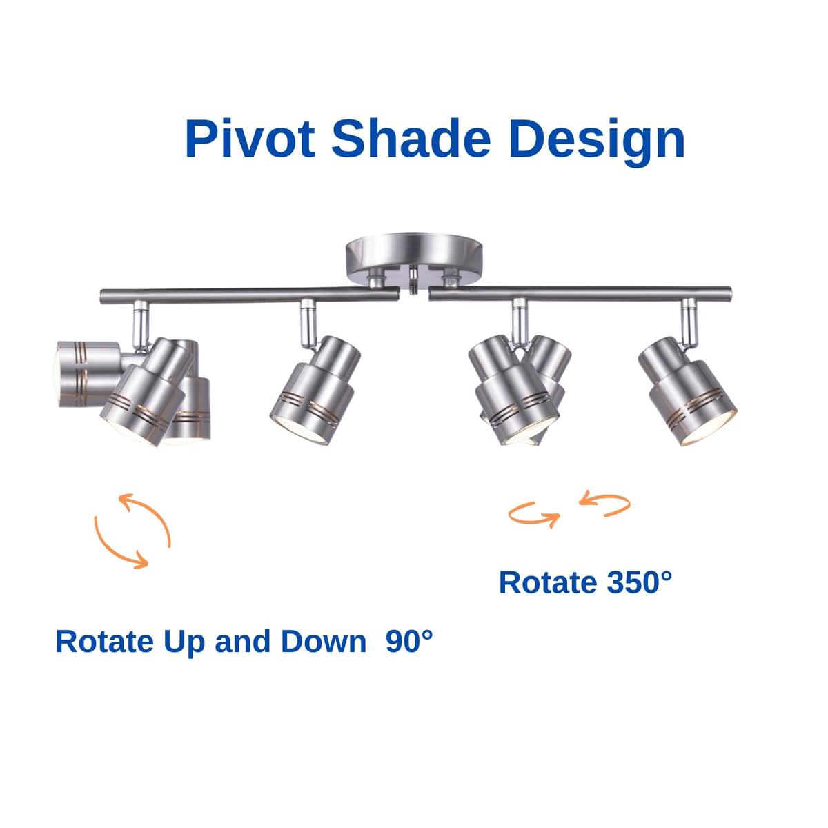 4 Light Modern Track Lighting Kit Flexibly Adjustable Bar with Multi-Directional Brushed Nickel Ceiling Spotlight