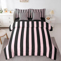 Pink and Black Striped Bedding Set Stripes Comforter Set
