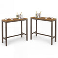 Outdoor Bar Table Set of 2, 38" Patio Bar Height Counter Table, Weather Resistant, Waterproof HDPS Slatted Top