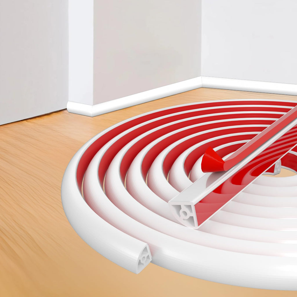 Flexible Quarter Round Molding Trim - 118in Waterproof Bendable Silicone Peel and Stick Molding Trim for Walls