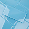 Blue Glass Subway Tile, Glass Kitchen Shower Backsplash Wall, 3 x 6 Inches, 4 Sq.Ft.