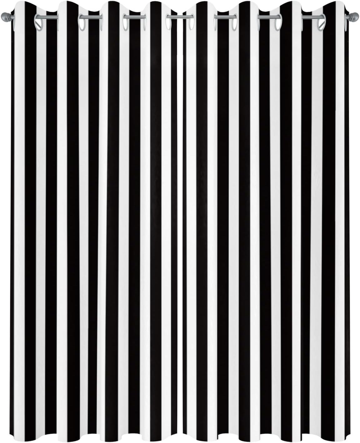 Outdoor Curtains (Set of 2 Panels) Waterproof Black and White Stripe Indoor/Outdoor Curtain Tiebacks Simple Style Privacy Curtain Sun