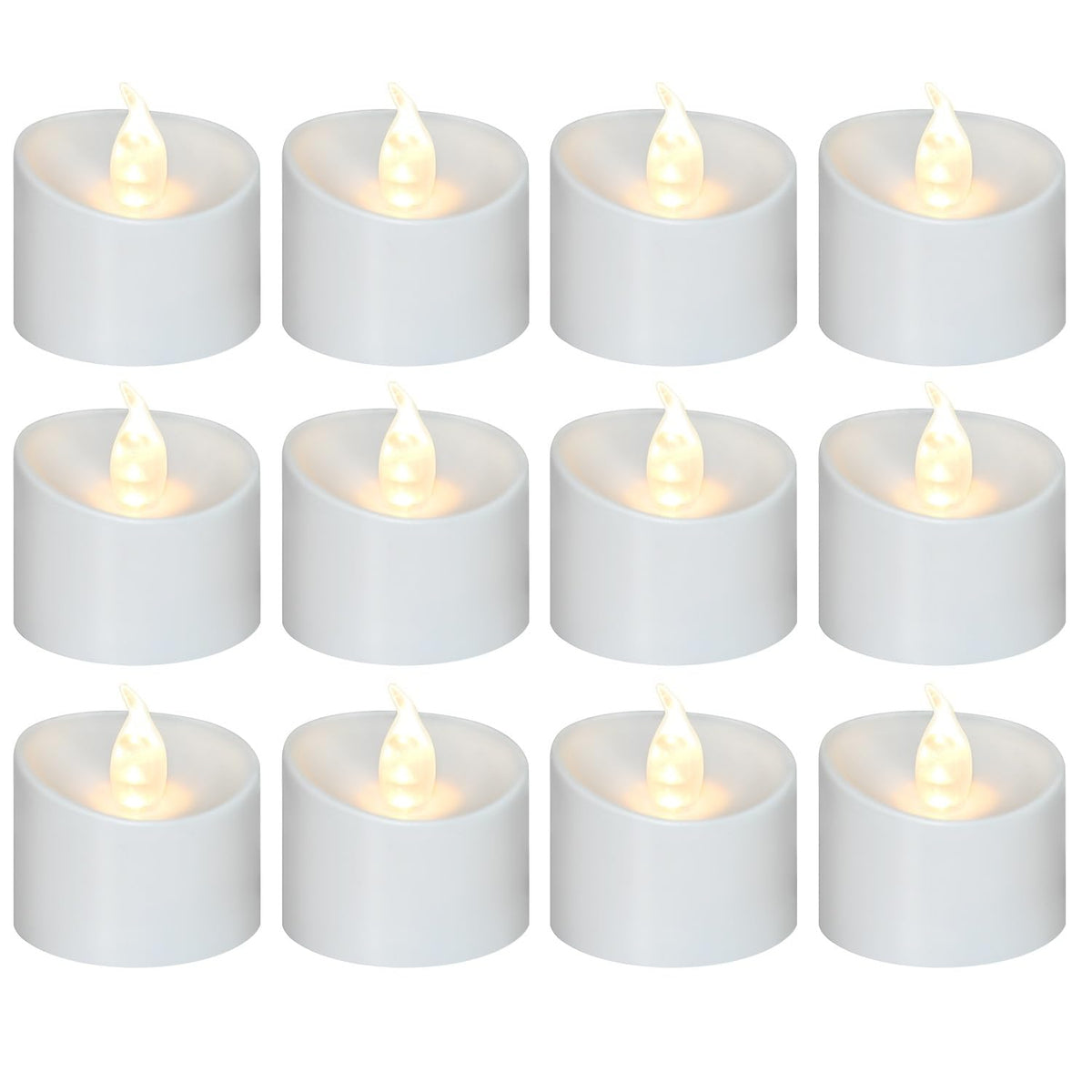 200 Pack Flickering LED Tea Lights, Last 100H+, Warm White Light