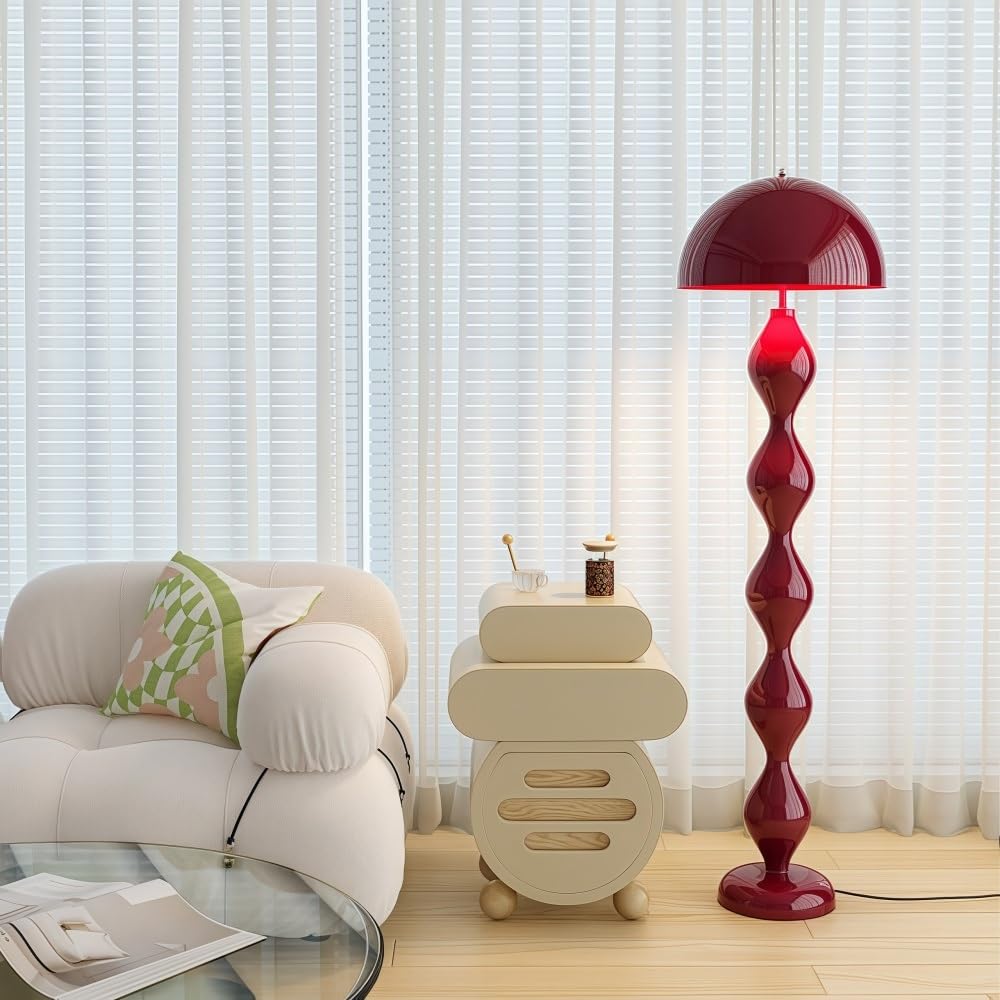Modern Sculptural Floor Lamp, Contemporary LED Standing Light, or Reading Corner(Red)