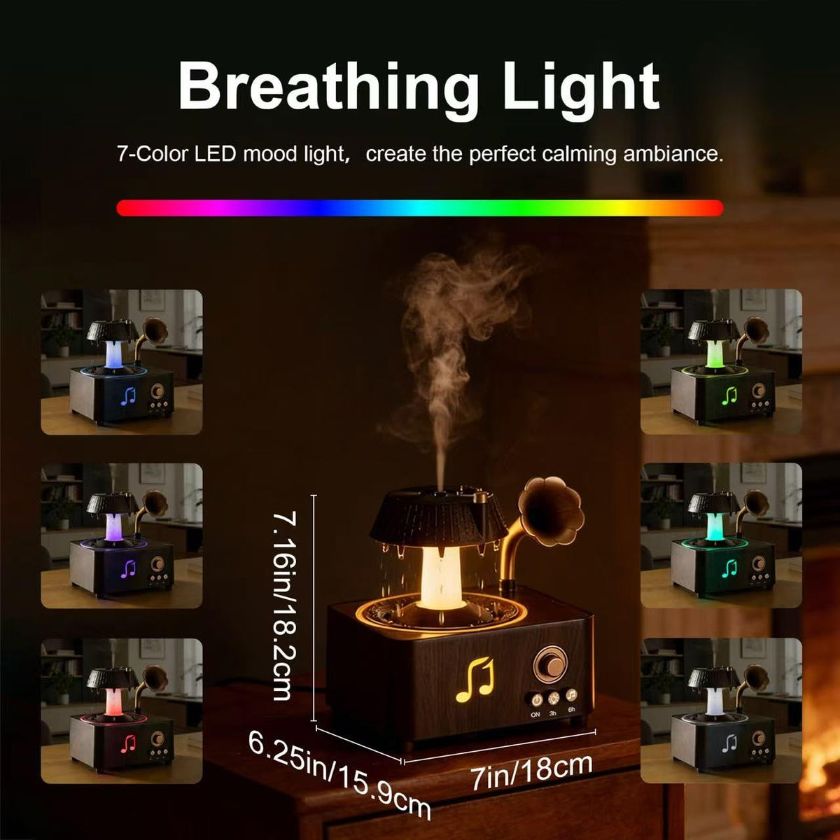 Raindrop Aroma Diffuser Room Humidifier with White Noise, 7-Color Air Mist Essential Oil Diffuser Sleep Sounds Aroma
