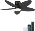 Black Indoor/Outdoor Flush Mount Ceiling Fan with Light & Remote