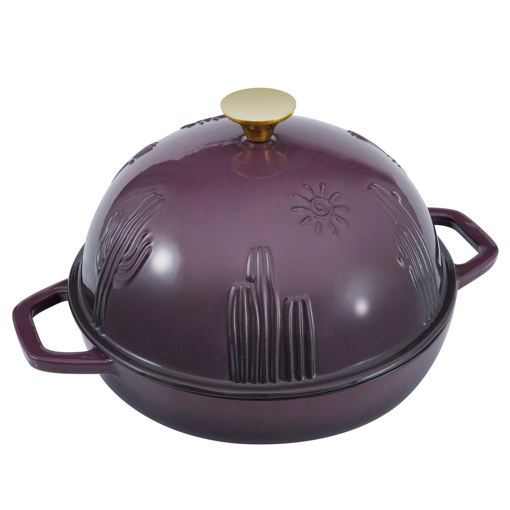 Bread Oven Cast Iron Bread Dutch Oven with Cloche Lid for Bread Baking Magenta Enameled Cast Iron Bread Oven with