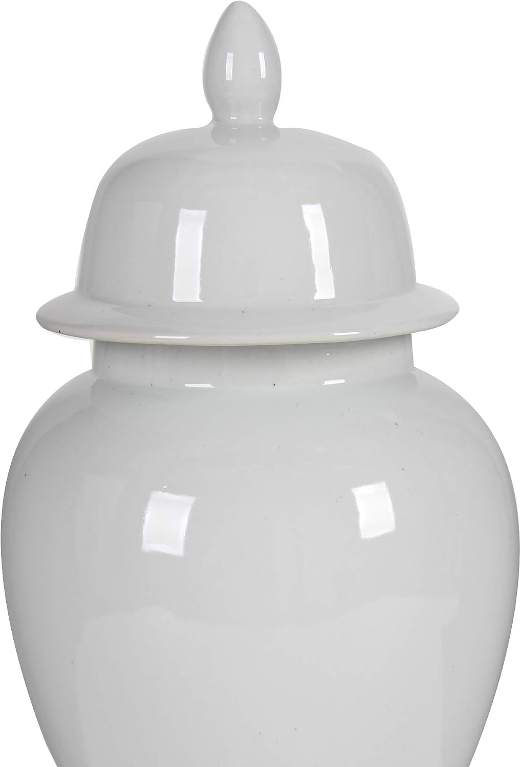 Decorative Porcelain Ginger Jar with Finial Lid, Large, White