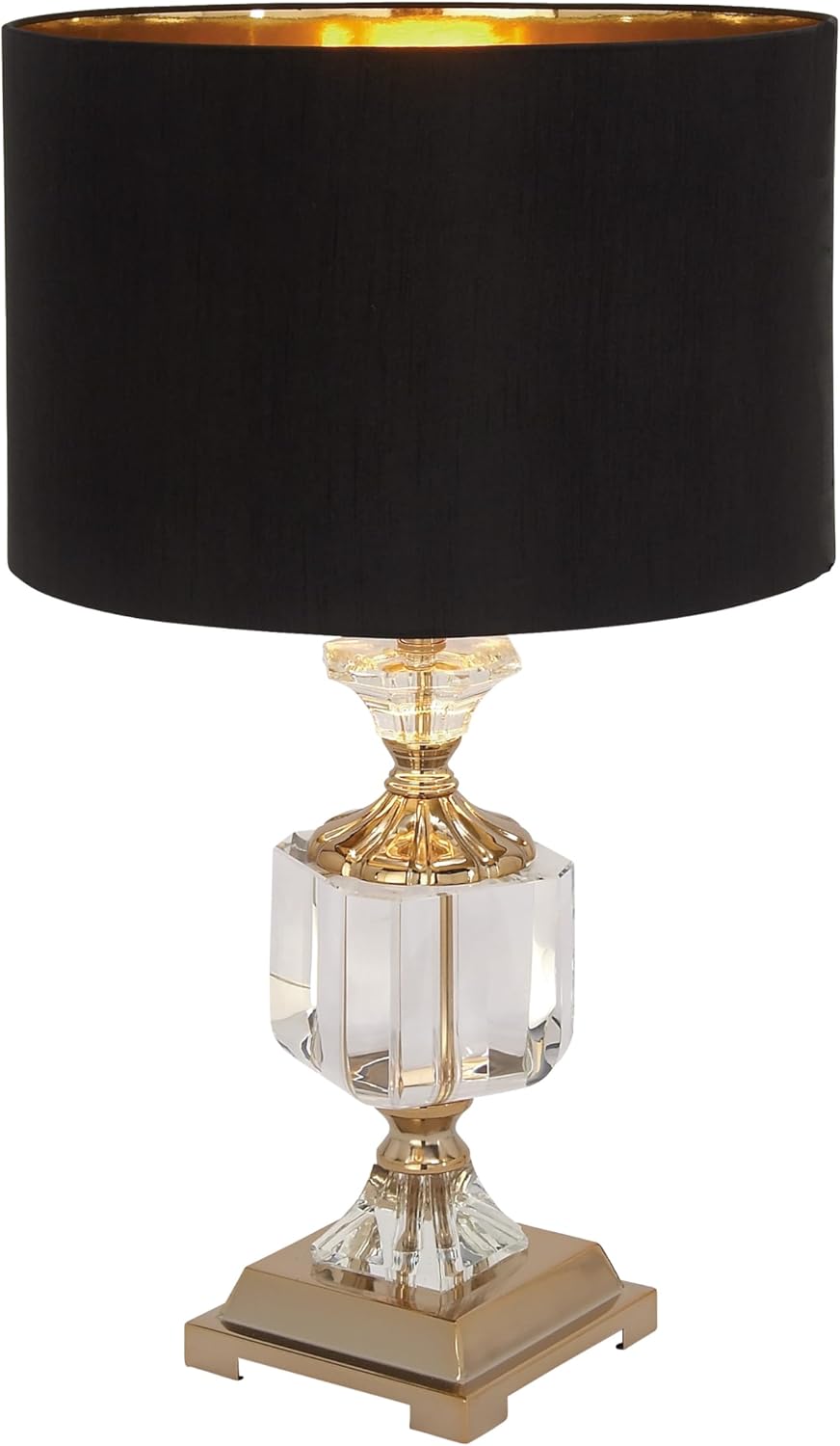 79 Crystal Room Table Lamp Accent Lamp with Gold Accents, Lamp 14" x 14" x 24", Black