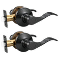 2 Pack Passage Door Handles Interior, Hallway Closet Door Leverset Matte Black Finish Stainless Steel, Keyless Door