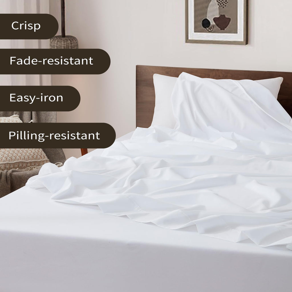 Sheet Sets Bulk Pack of 6, Wholesale Hotel Bed Set White