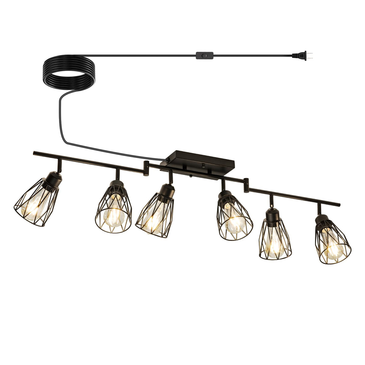 Plug in Track Lighting with Power Cord, Black (No Bulbs)